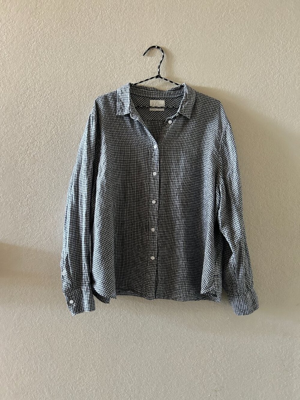 J. Crew Slim-fit Baird McNutt Irish linen shirt black/white checked Size 22/3X - Picture 9 of 10